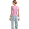 imageSUUKSESS Women Button Down Going Out Trendy Tops Ribbed Sexy Vest Y2K Tank TopsPink