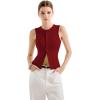 imageSUUKSESS Women Button Down Going Out Trendy Tops Ribbed Sexy Vest Y2K Tank TopsRed