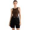 imageSUUKSESS Women Cotton Ribbed Summer Going Out Tops Padded Trendy Basic Tank TopsBrownwhite