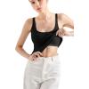 imageSUUKSESS Women Padded Cotton Ribbed Tank Tops Summer Going Out Basic Scoop Neck Cami TopsBlack