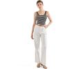 imageSUUKSESS Women Padded Cotton Ribbed Tank Tops Summer Going Out Basic Scoop Neck Cami TopsBlack White Stripe