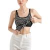 imageSUUKSESS Women Padded Cotton Ribbed Tank Tops Summer Going Out Basic Scoop Neck Cami TopsBlack White Stripe