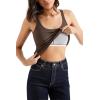imageSUUKSESS Women Padded Cotton Ribbed Tank Tops Summer Going Out Basic Scoop Neck Cami TopsBrown