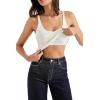 imageSUUKSESS Women Padded Cotton Ribbed Tank Tops Summer Going Out Basic Scoop Neck Cami TopsCream White