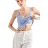 imageSUUKSESS Women Padded Cotton Ribbed Tank Tops Summer Going Out Basic Scoop Neck Cami TopsLight Blue