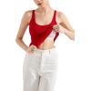 imageSUUKSESS Women Padded Cotton Ribbed Tank Tops Summer Going Out Basic Scoop Neck Cami TopsRed
