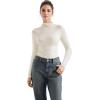 imageSUUKSESS Women Ribbed Modal Long Sleeve Casual Tops High Neck Going Out T ShirtsBeige