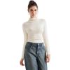 imageSUUKSESS Women Ribbed Modal Long Sleeve Casual Tops High Neck Going Out T ShirtsBeige