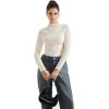 imageSUUKSESS Women Ribbed Modal Long Sleeve Casual Tops High Neck Going Out T ShirtsBeige