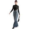 imageSUUKSESS Women Ribbed Modal Long Sleeve Casual Tops High Neck Going Out T ShirtsBlack
