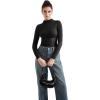 imageSUUKSESS Women Ribbed Modal Long Sleeve Casual Tops High Neck Going Out T ShirtsBlack
