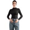 imageSUUKSESS Women Ribbed Modal Long Sleeve Casual Tops High Neck Going Out T ShirtsBlack