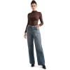 imageSUUKSESS Women Ribbed Modal Long Sleeve Casual Tops High Neck Going Out T ShirtsBrown