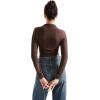 imageSUUKSESS Women Ribbed Modal Long Sleeve Casual Tops High Neck Going Out T ShirtsBrown