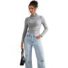 imageSUUKSESS Women Ribbed Modal Long Sleeve Casual Tops High Neck Going Out T ShirtsGrey