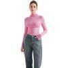 imageSUUKSESS Women Ribbed Modal Long Sleeve Casual Tops High Neck Going Out T ShirtsPink