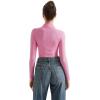 imageSUUKSESS Women Ribbed Modal Long Sleeve Casual Tops High Neck Going Out T ShirtsPink