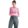 imageSUUKSESS Women Ribbed Modal Long Sleeve Casual Tops High Neck Going Out T ShirtsPink