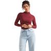 imageSUUKSESS Women Ribbed Modal Long Sleeve Casual Tops High Neck Going Out T ShirtsWine