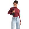 imageSUUKSESS Women Ribbed Modal Long Sleeve Casual Tops High Neck Going Out T ShirtsWine