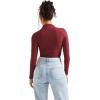 imageSUUKSESS Women Ribbed Modal Long Sleeve Casual Tops High Neck Going Out T ShirtsWine