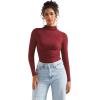 imageSUUKSESS Women Ribbed Modal Long Sleeve Casual Tops High Neck Going Out T ShirtsWine