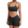 imageSUUKSESS Women V Cross Workout Sets Strappy Sports Bra High Waist Booty Shorts1 Black