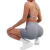 imageSUUKSESS Women V Cross Workout Sets Strappy Sports Bra High Waist Booty Shorts1 Grey Blue