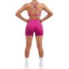imageSUUKSESS Women V Cross Workout Sets Strappy Sports Bra High Waist Booty Shorts1 Hot Pink