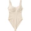 imageSUUKSESS Women V Neck Ribbed Seamless Bodysuit Sleeveless Padded Sexy Tank Top1 Beige