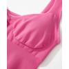 imageSUUKSESS Women V Neck Ribbed Seamless Bodysuit Sleeveless Padded Sexy Tank Top1 Black Pink