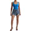 imageSUUKSESS Women V Neck Ribbed Seamless Bodysuit Sleeveless Padded Sexy Tank Top1 Black Royalblue