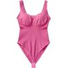 imageSUUKSESS Women V Neck Ribbed Seamless Bodysuit Sleeveless Padded Sexy Tank Top1 Pink