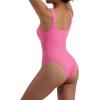 imageSUUKSESS Women V Neck Ribbed Seamless Bodysuit Sleeveless Padded Sexy Tank Top1 Pink