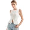 imageSUUKSESS Women Button Down Going Out Trendy Tops Ribbed Sexy Vest Y2K Tank TopsWhite