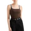imageSUUKSESS Women Cotton Ribbed Summer Going Out Tops Padded Trendy Basic Tank TopsBrownwhite