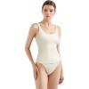 imageSUUKSESS Women Padded Cotton Ribbed Tank Tops Summer Going Out Basic Scoop Neck Cami TopsCream White