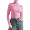 imageSUUKSESS Women Ribbed Modal Long Sleeve Casual Tops High Neck Going Out T ShirtsPink