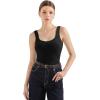 imageSUUKSESS Women Cotton Ribbed Built in Bra Tank Tops Summer Casual Basic TopBlack