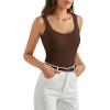 imageSUUKSESS Women Cotton Ribbed Built in Bra Tank Tops Summer Casual Basic TopBrown