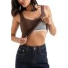 imageSUUKSESS Women Cotton Ribbed Built in Bra Tank Tops Summer Casual Basic TopBrown