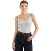 imageSUUKSESS Women Cotton Ribbed Built in Bra Tank Tops Summer Casual Basic TopGrey