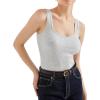 imageSUUKSESS Women Cotton Ribbed Built in Bra Tank Tops Summer Casual Basic TopGrey