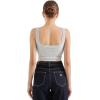 imageSUUKSESS Women Cotton Ribbed Built in Bra Tank Tops Summer Casual Basic TopGrey