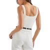 imageSUUKSESS Women Cotton Ribbed Built in Bra Tank Tops Summer Casual Basic TopWhite