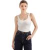 imageSUUKSESS Women Cotton Ribbed Built in Bra Tank Tops Summer Casual Basic TopWhite