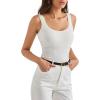 imageSUUKSESS Women Cotton Ribbed Built in Bra Tank Tops Summer Casual Basic TopWhite