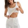 imageSUUKSESS Women Cotton Ribbed Built in Bra Tank Tops Summer Casual Basic TopWhite