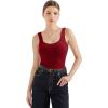 imageSUUKSESS Women Cotton Ribbed Built in Bra Tank Tops Summer Casual Basic TopWine Red