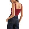 imageSUUKSESS Women Cotton Ribbed Built in Bra Tank Tops Summer Casual Basic TopWine Red
